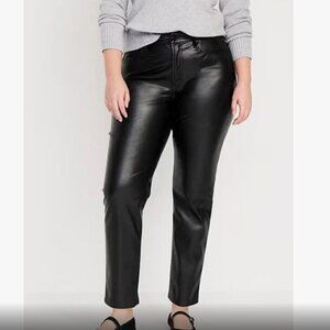 Old Navy High Rise OG Straight Faux Leather Secret Smooth Pocket Ankle Pants 12